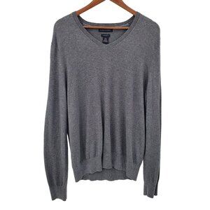 Banana Republic Mens Silk Cashmere Blend Sweater Size L V-Neck Gray Pullover